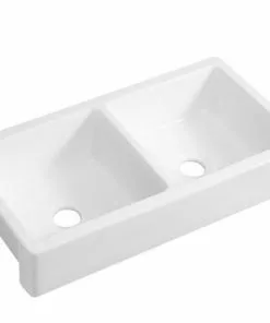 Tuscany® Farmhouse/Apron Front White Ceramic Double Bowl Kitchen Sink | Durable & Stylish Design