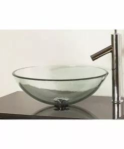 Tuscany® 16-1/2"W Clear Green Round Glass Vessel Sink - Modern Bathroom Design -Tuscany Shop mw 90060 ai