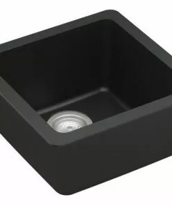 Tuscany Undermount 17" Black Quartz Composite Single Bowl Kitchen Sink - Durable & Stylish -Tuscany Shop updated 17178 1000 BLK 4